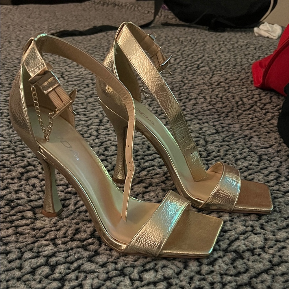 Soda Gold Strappy Heels